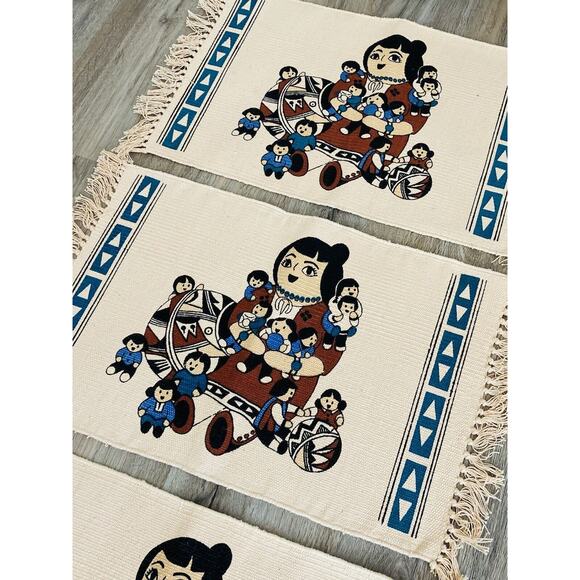 3 El Paso Saddleblanket Co STORYTELLER Fringed Southwestern Woven Placemats Lot - Picture 2 of 10